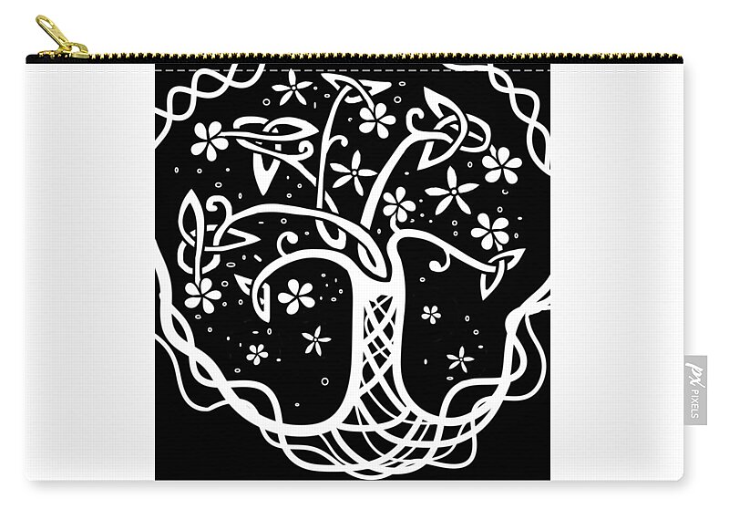 Irish Zip Pouch featuring the digital art Celtic Tree of Life 3 by Joan Stratton