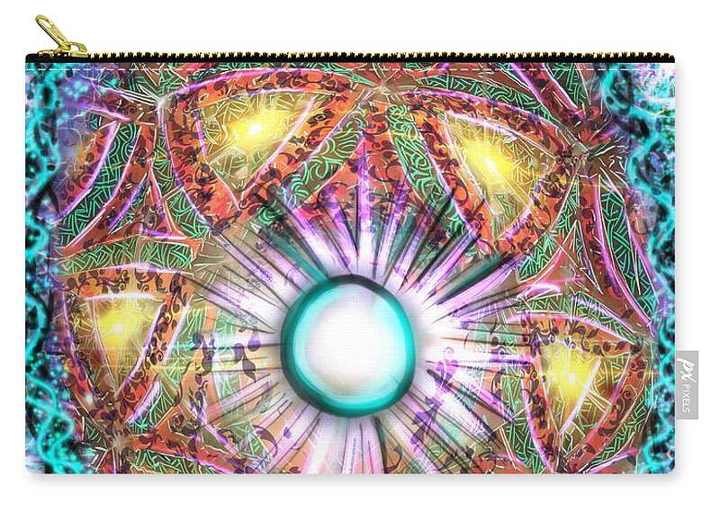 Kaleidoscope Carry-all Pouch featuring the digital art Centered by Angela Weddle