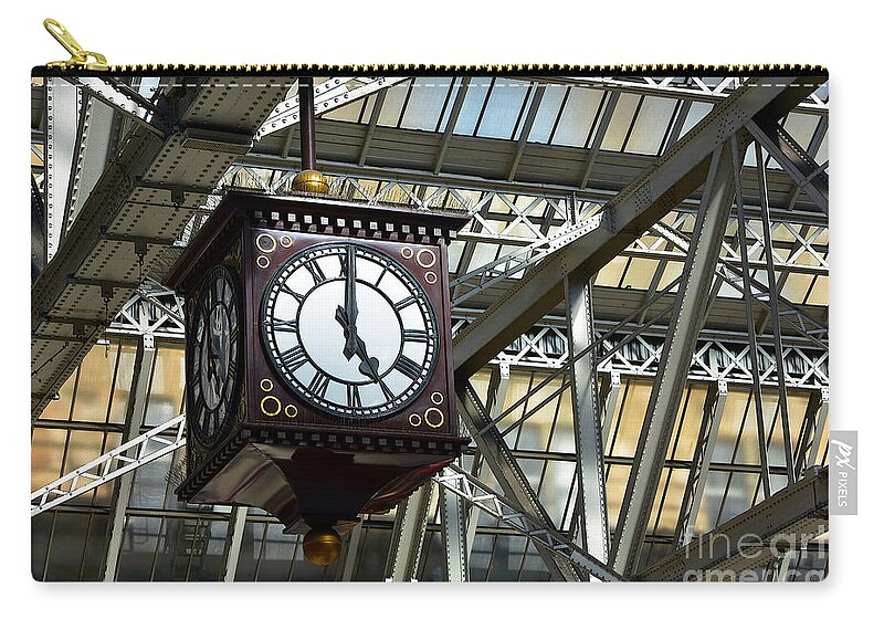 Architecture Zip Pouch featuring the photograph Central Station Clock, Glasgow by Yvonne Johnstone