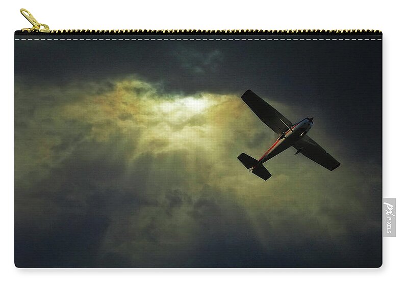 Mid-air Zip Pouch featuring the photograph Cessna 172 Airplane by Photograph By Anastasiya Fursova