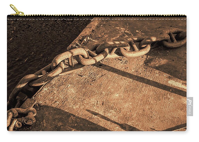 Chain Zip Pouch featuring the photograph Chained Light and Shadow by Cathy Anderson