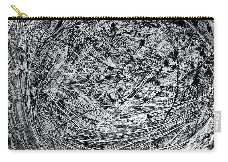 Chaos Zip Pouch featuring the photograph Chaos And Confusion Monochrome by Jeff Townsend