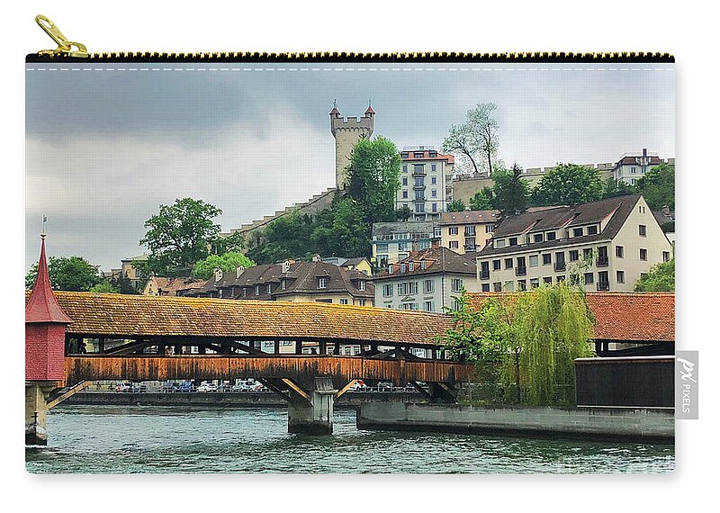 Photography Zip Pouch featuring the photograph Chapel Bridge by Jeanette French