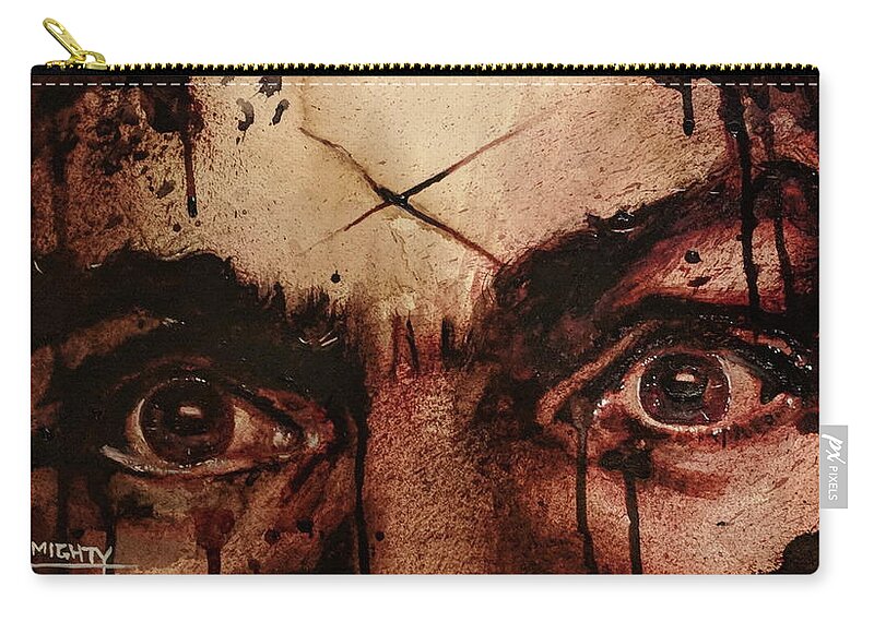 Ryan Almighty Carry-all Pouch featuring the painting CHARLES MANSONS EYES fresh blood by Ryan Almighty