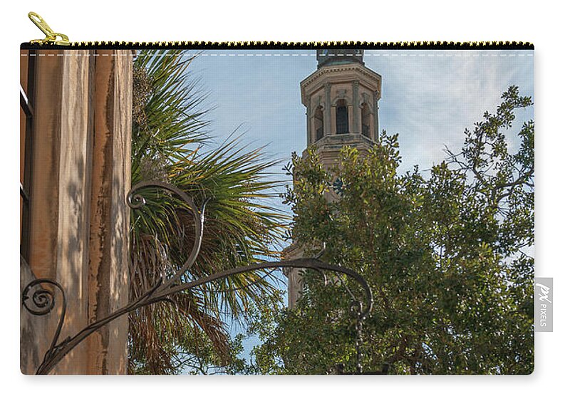 Lamp Zip Pouch featuring the photograph Charleston - St. Phillip's Church by Dale Powell