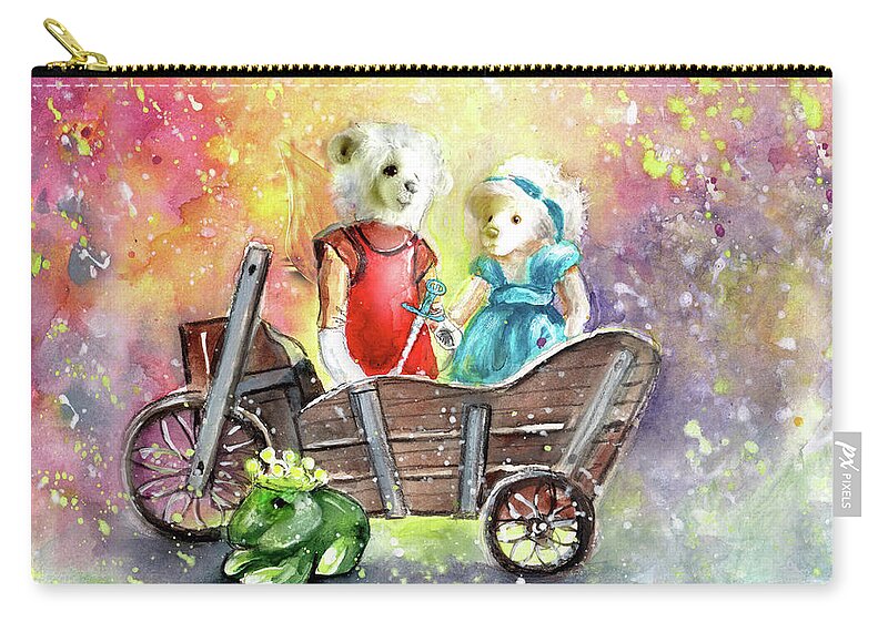 Teddy Carry-all Pouch featuring the painting Charlie Bears King Of The Fairies And Thumbelina by Miki De Goodaboom