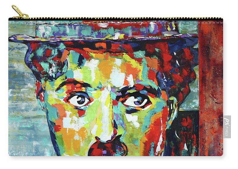 Charlot Zip Pouch featuring the painting Charlie Chaplin Modern Times by Kathleen Artist PRO