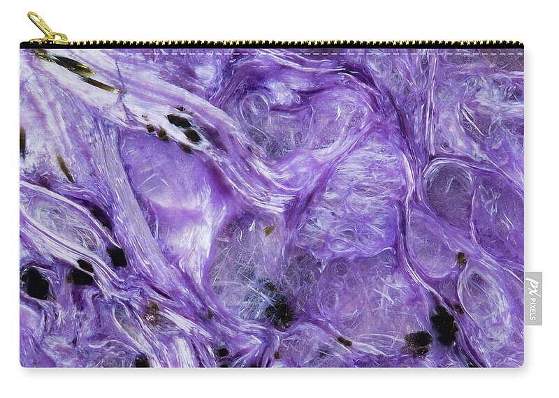 Abstract Zip Pouch featuring the photograph Charoite Mineral, Close-up by Mark Windom