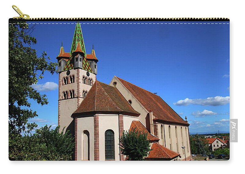 Chatenois Zip Pouch featuring the pastel Church St Georges de Chatenois by Christiane Schulze Art And Photography
