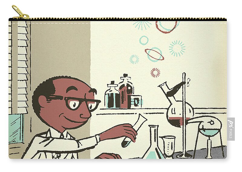 Adult Zip Pouch featuring the drawing Chemist Working in a Laboratory by CSA Images