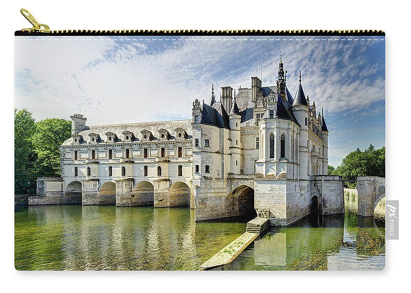 Chateau De Chenonceau Zip Pouch featuring the photograph Chenonceau from the North Bank Short by Weston Westmoreland