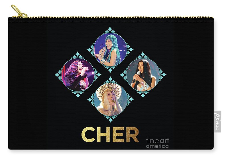 Cher Carry-all Pouch featuring the digital art Cher - Blue Diamonds by Cher Style