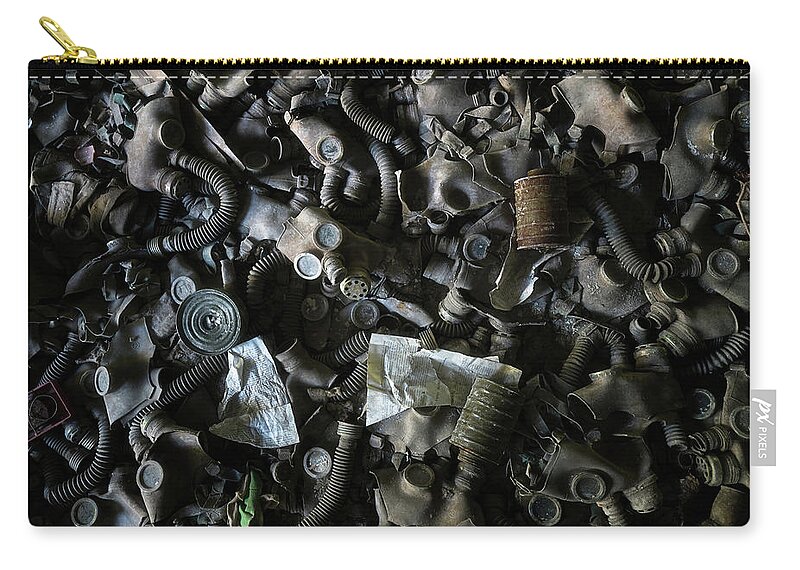 Abandoned Zip Pouch featuring the photograph Chernobyl Gas Masks by Roman Robroek