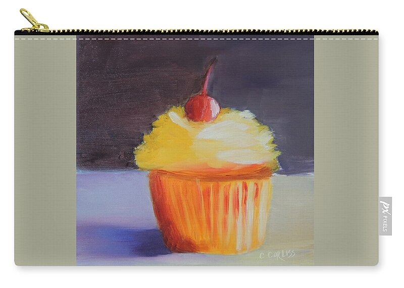 Cupcake Zip Pouch featuring the pastel Cherry On Top by Carol Corliss