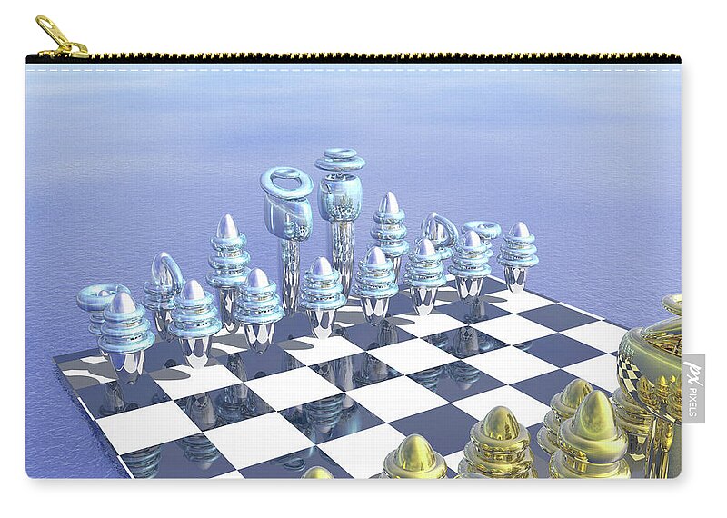 Chess Zip Pouch featuring the digital art Chess Set by Bernie Sirelson
