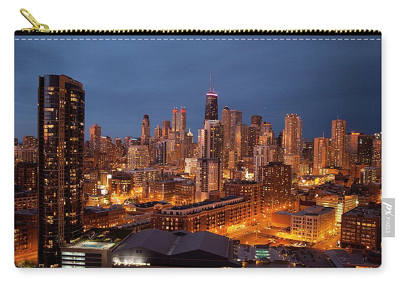 Downtown District Zip Pouch featuring the photograph Chicago Downtown by Photography By Aurimas Adomavicius