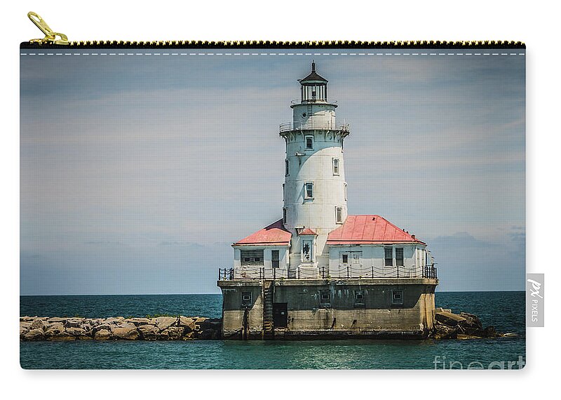 Lighthouse Zip Pouch featuring the photograph Chicago Harbor Lighthouse by Scott and Dixie Wiley