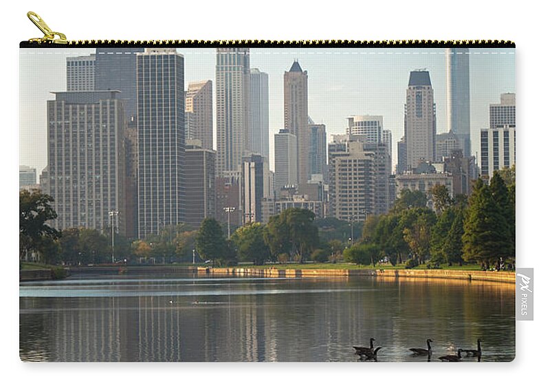 Grass Zip Pouch featuring the photograph Chicago - Lincoln Park At Sunrise by Tacojim