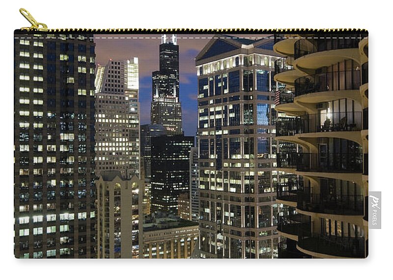 Downtown District Zip Pouch featuring the photograph Chicago Loop At Dusk by Chrisp0