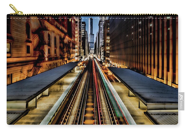 Chicago Zip Pouch featuring the photograph Chicago Loop El scene by Sven Brogren