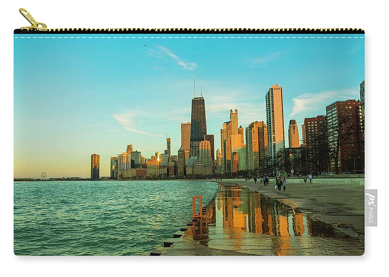 Chicago Zip Pouch featuring the photograph Chicago Reflections by Bobby K