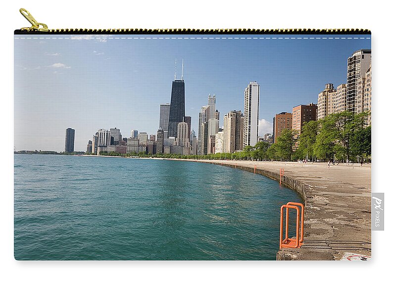 Lake Michigan Zip Pouch featuring the photograph Chicago Skyline From Gold Coast by Stevegeer