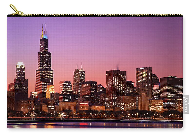 Lake Michigan Zip Pouch featuring the photograph Chicago Skyline, Illinois by Veni