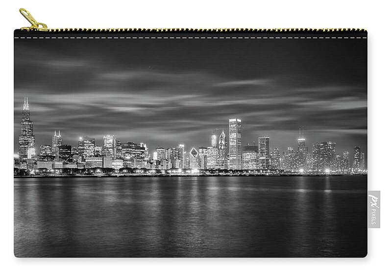 Water's Edge Zip Pouch featuring the photograph Chicago Skyline Under Dramatic Low by Chrisp0