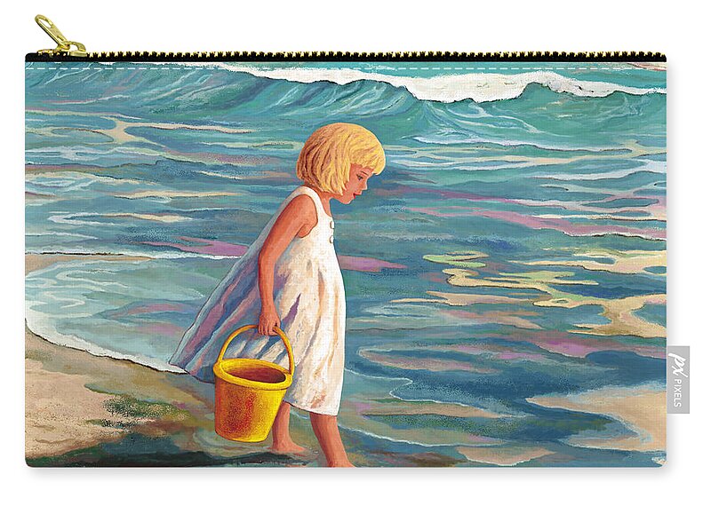 Child Zip Pouch featuring the painting Child at the Shore by Jackie Case