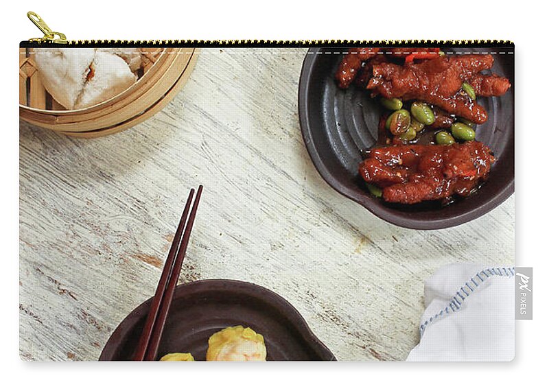 Dumpling Zip Pouch featuring the photograph Chinese Dim Sum Spread by Jen Voo Photography