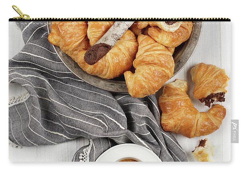 Napkin Zip Pouch featuring the photograph Chocolate Croissants by Claudia Totir