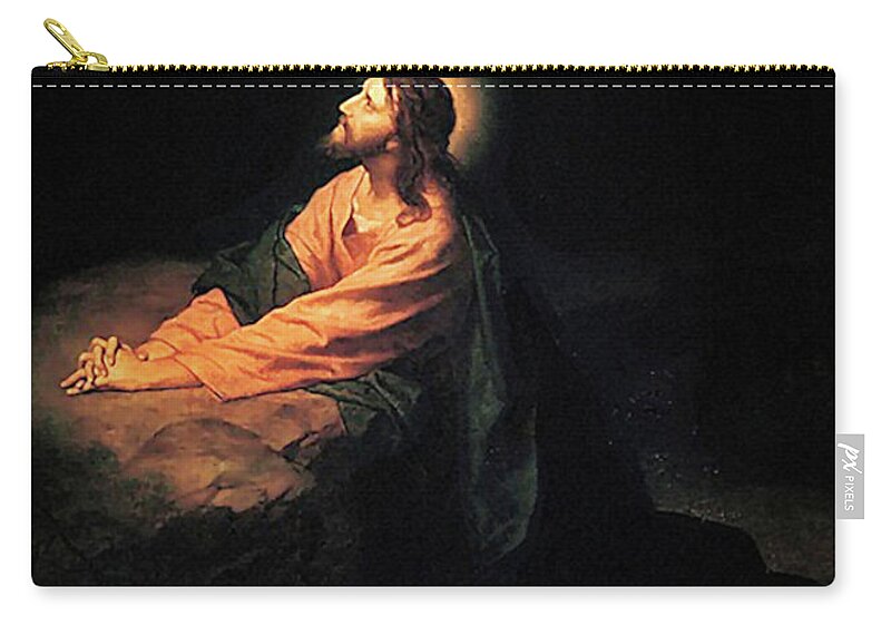 Heinrich Hofmann Carry-all Pouch featuring the painting Christ in Gethsemane by Heinrich Hofmann