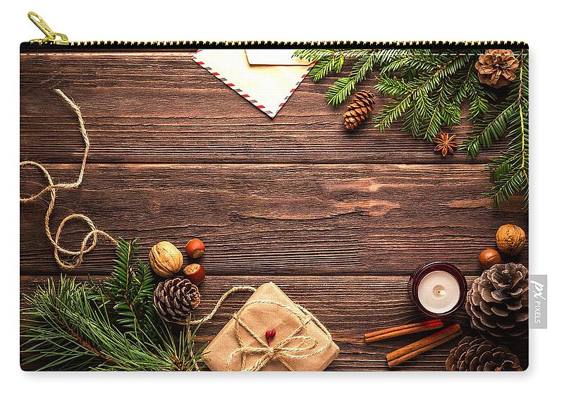Cute Zip Pouch featuring the photograph Christmas background by Top Wallpapers