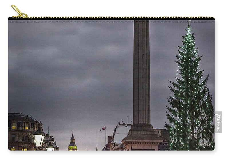 Father Christmas Carry-all Pouch featuring the photograph Christmas in Trafalgar Square, London by Perry Rodriguez
