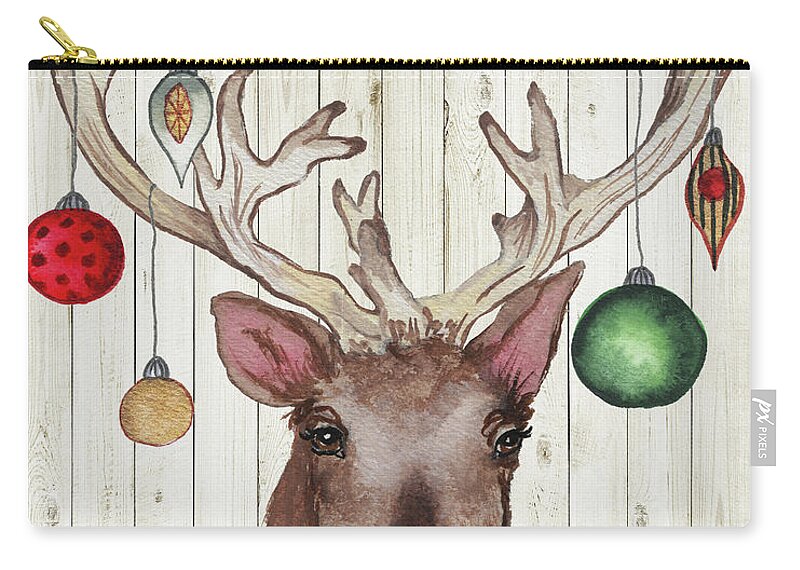 Christmas Carry-all Pouch featuring the painting Christmas Reindeer II by Elizabeth Medley