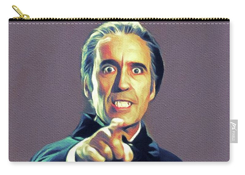 Christopher Zip Pouch featuring the painting Christopher Lee as Dracula by Esoterica Art Agency