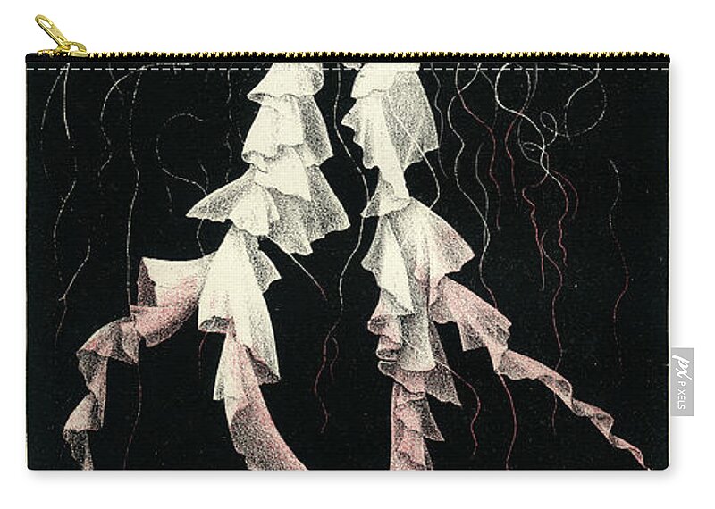 Sealife Zip Pouch featuring the mixed media Chrysaora Cyclonota by Philip Henry Gosse