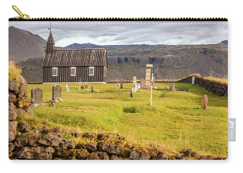 Church Carry-all Pouch featuring the photograph Church Cemetery of Iceland by David Letts