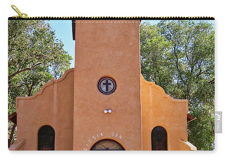 Cerrillos Zip Pouch featuring the photograph Church in Cerrillos, NM by Segura Shaw Photography
