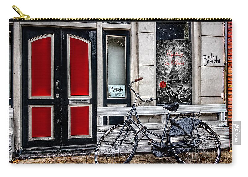 Hdr Zip Pouch featuring the photograph City Bike Downtown by Debra and Dave Vanderlaan