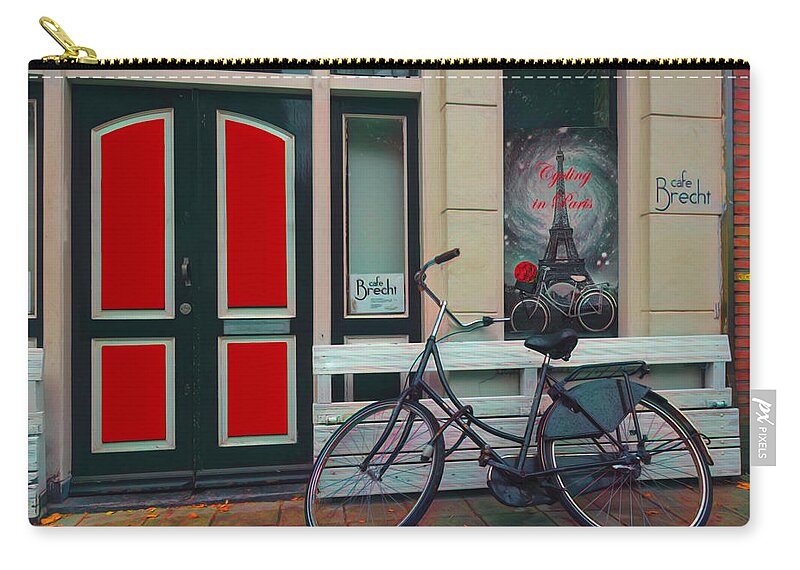 Amsterdam Zip Pouch featuring the photograph City Bike Downtown Painting by Debra and Dave Vanderlaan