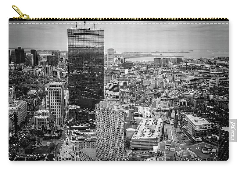 Boston Zip Pouch featuring the photograph City of Boston Reflected Black and White by Carol Japp