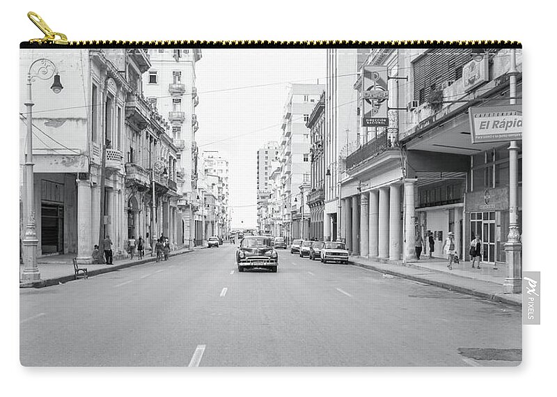 Cuba Zip Pouch featuring the photograph City Street, Havana by Mark Duehmig
