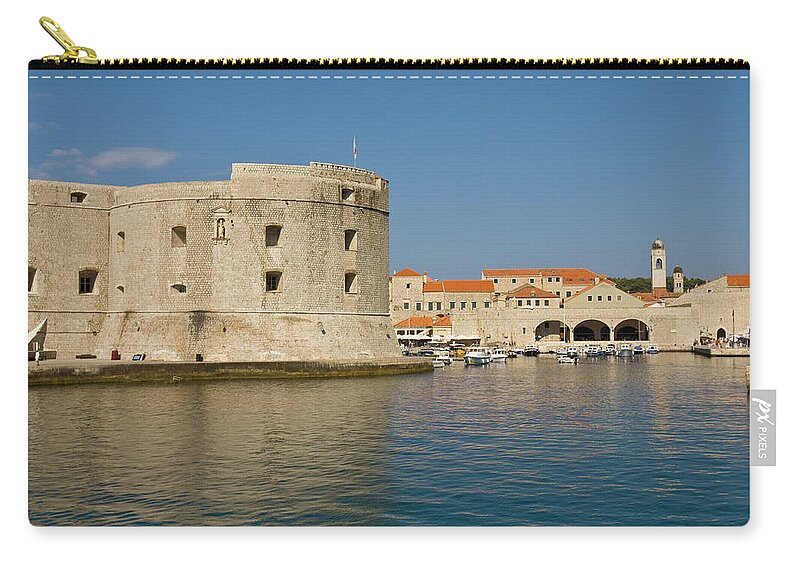 Nautical Equipment Zip Pouch featuring the photograph City Walls And Old Harbor, Dubrovnik by Ashok Sinha