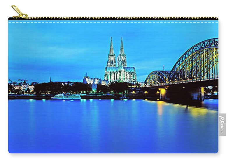 Panoramic Carry-all Pouch featuring the photograph Cityscape On Rhine River by Murat Taner