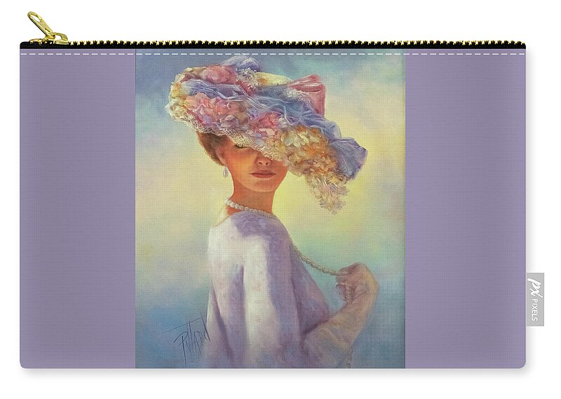 Portrait Zip Pouch featuring the painting My Classy Lady by Lynne Pittard
