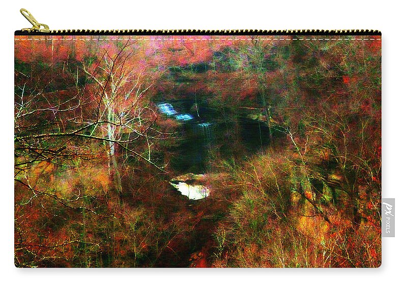 Abstract Zip Pouch featuring the photograph Clifty Falls Abstract Impressionism by Mike McBrayer
