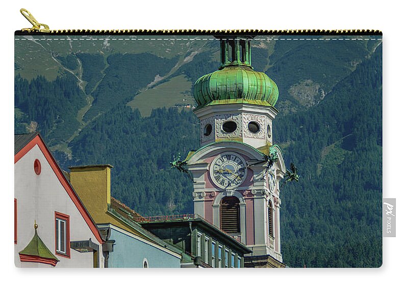 Austria Carry-all Pouch featuring the photograph Clock Tower of Innsbruck by Marcy Wielfaert