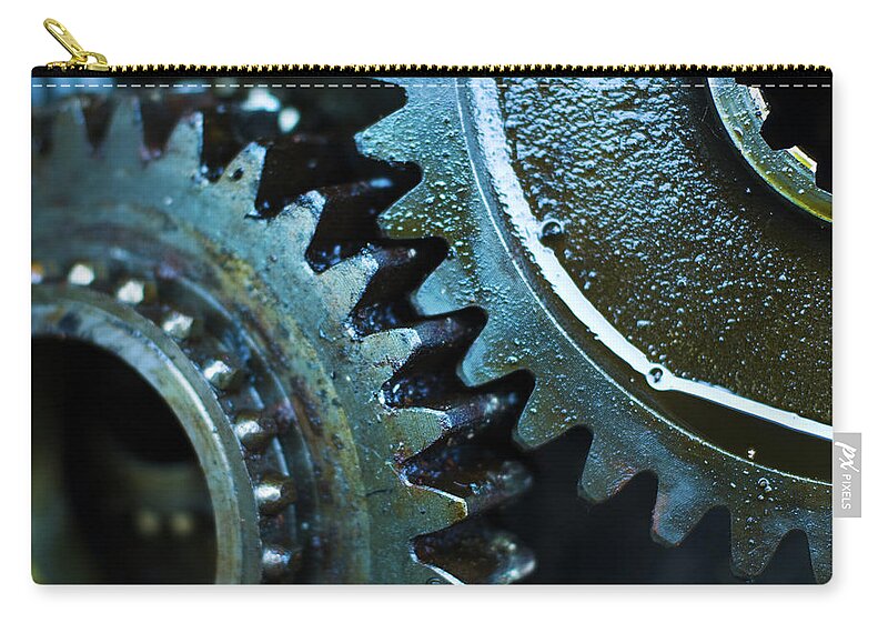 Teamwork Carry-all Pouch featuring the photograph Close Up Of Greasy And Oily Gears by Sndrk