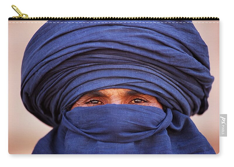 People Zip Pouch featuring the photograph Close-up Of Tuareg, Sahara, Algeria by Frans Lemmens